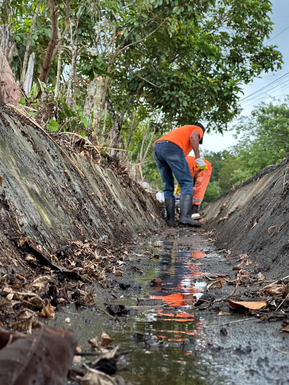Alcaldía de El Factor y Obras Públicas inician limpieza de cunetas y bermas en la carretera de Los Pajones, El Papayo
